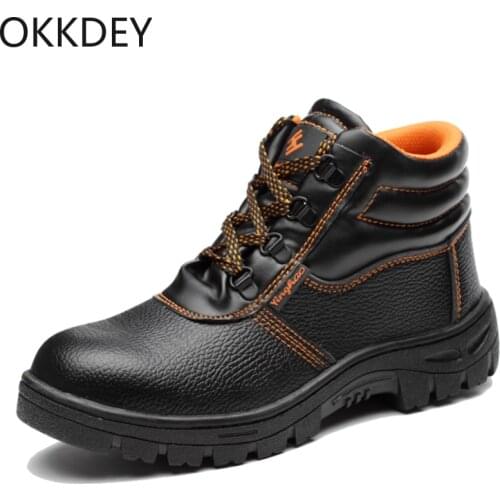 Okkdey 2020 Autumn Winter Combat Men High Top Toe Cap Anti Smashing Work Boots Men Safety Shoes Waterproof non-slip work shoes