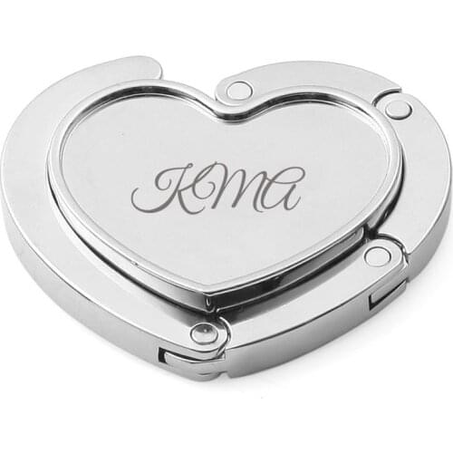 Personalized Wedding Souvenir For Guests Heart Folding Shoulder Handbag Purse Hook Table Hanger Customized Bridal Shower Gifts