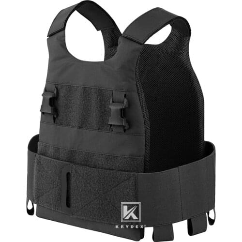 KRYDEX FCS Slickster Plate Carrier Low Vis Slick Vest Tactical Airsoft Wargame Lightweight Adapt System W/ 2PCS Dummy Plates BK
