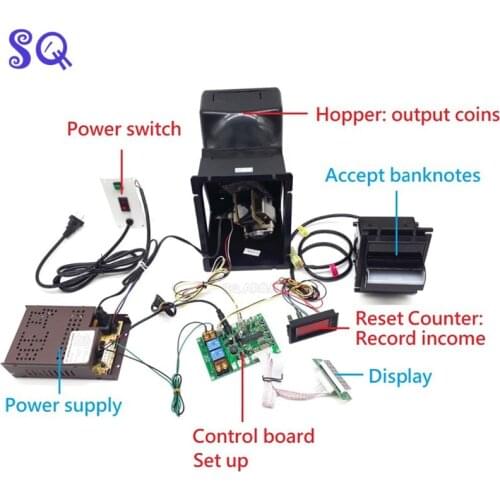 1 set JY-142 coin changer control board, banknote to coin or token main board for washing machine / arcade game machine