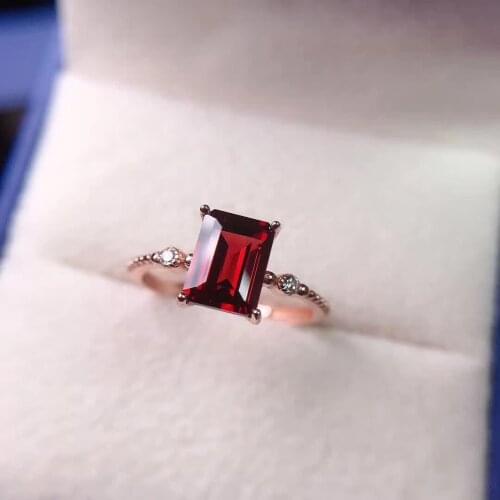 Simple Stylish Personality 100% Natural and Real Garnet Ring 925 sterling silver Fine jewelry Garnet Ring
