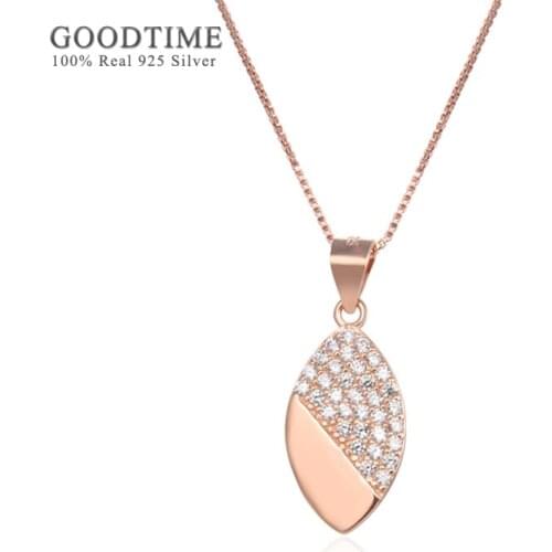 Luxury Women Necklace Pure 925 Sterling Silver Leaf Rhinestone Zircon Necklace Gold Color Chain Jewelry For Girl Birthday
