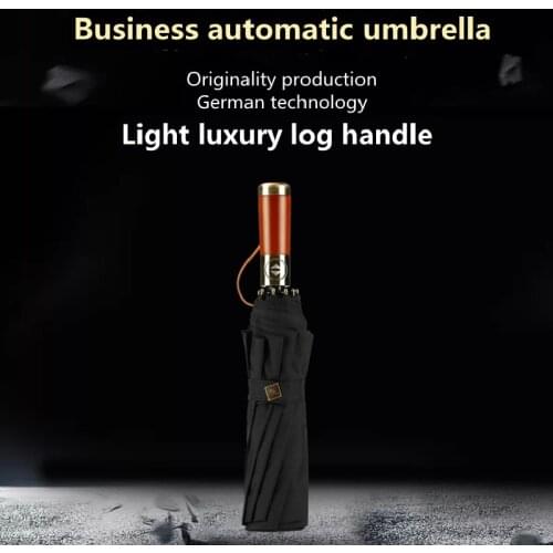 Luxury Umbrella Rain Women Men Large Classic Big Black Color Umbrella PONGEE Fully-automatic Three-folding Umbrella
