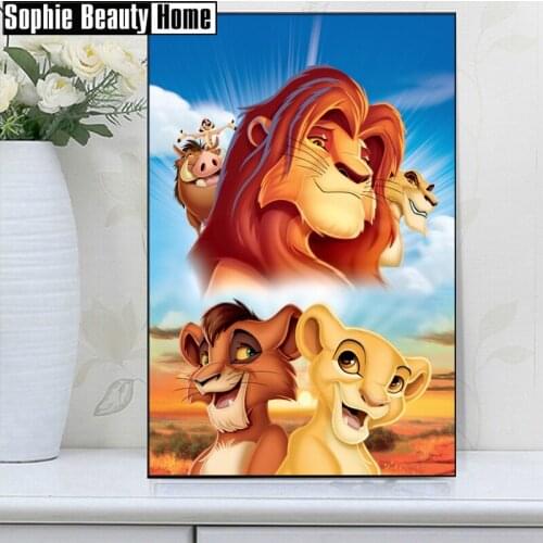 Needlework 5D DIY Diamond Painting Lion King Animal Diamond Mosaic Square Drill Diamond Embroidery Decoration Cartoon 204085