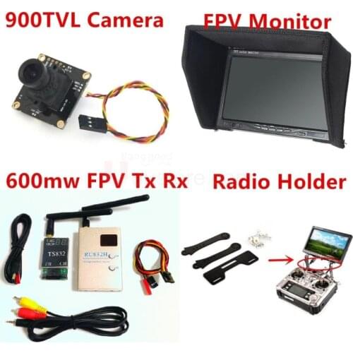 New Fpv Kit Combo System 900TVL Camera 5.8Ghz 600mw 48CH TS832 transmitter RC832h Snow Monitor holder for Rc airplane