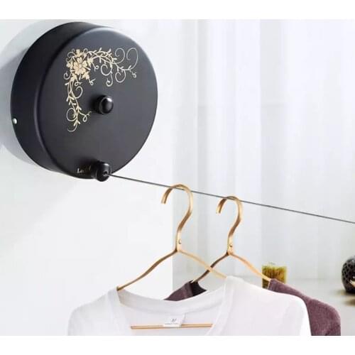 Clothesline Retractable Black/White Stainless Steel 5 M Steel Wire Single Row Laundry Hanger Clothes Drying Rope Hardware