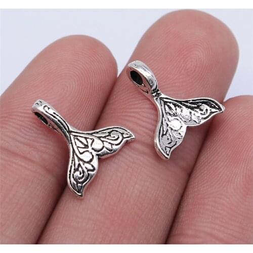 WYSIWYG 20pcs 14x13mm Antique Silver Color Whale Tail Charms Pendant For Jewelry Making DIY Jewelry Findings