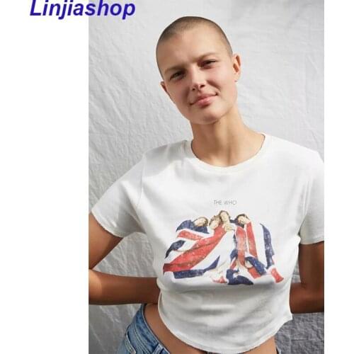 Vintage sun Japanese woman tshirt vogue white watercolor print t shirt femme korean style clothes summer tops female t-shirt