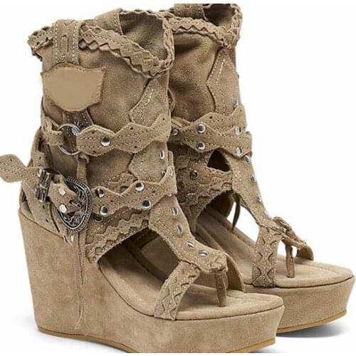 Hot Women Ankle Boots Vintage Booties Shoes Woman Cut Out Sandals Female PU Leather High Heels Mujer Sapato Feminino