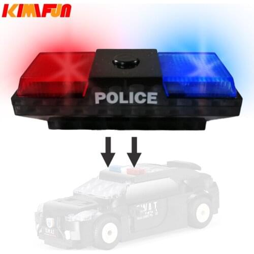 1pcs DIY Police Building Blocks Car Toy Warning Lights Flashing Audible MOC Red Decoration Blue Sirens Brick Accessories