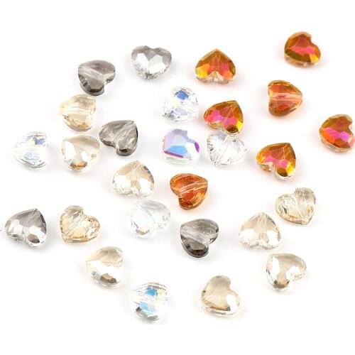10 Pcs Quality Super Shiny AB Crystal Beads Pendant Drop Heart Shape Beads for Jewelry Making Necklaces Earrings Needlework