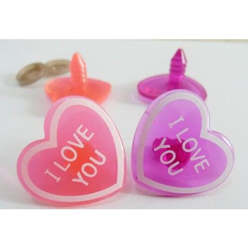 100pcs/lot new arrvial 23x26mm heart shape safety plastic toy noses & washer for diy doll findings--color option