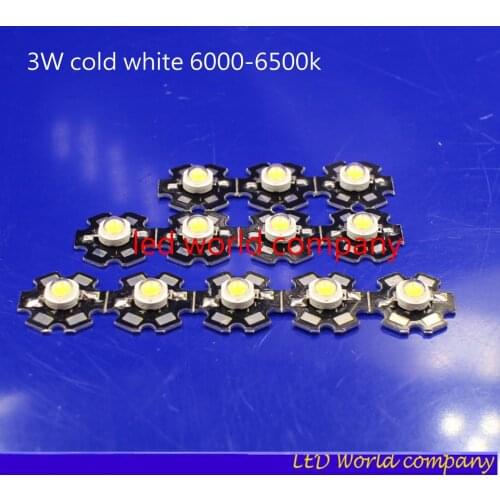 100pcs/lot High Power 1W 3W Cool / Warm White 3500K 6500K 4000K LED Bulb Chip Crystal Diodes Light With 20mm AL Star Base