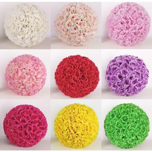 15cm 20cm 25cm 30cm 35cm 40cm Artificial SSilk Flower Rose Kissing Ball DIY Hanging Flower Ball Home Party Decoration