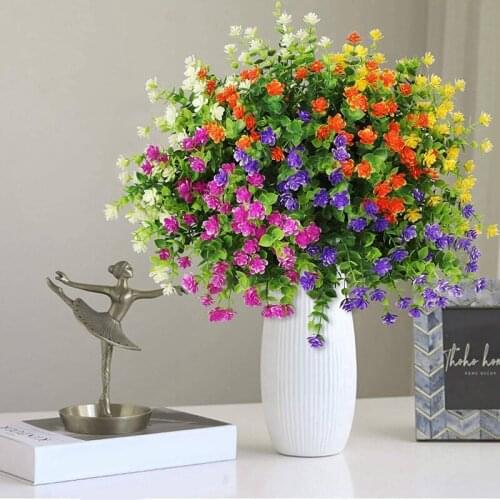 MLGB 20 Bundles Artificial Flowers Outdoor Fake Flowers for Home Decoration,UV Resistant Faux Plastic Greenery Shrubs Plants