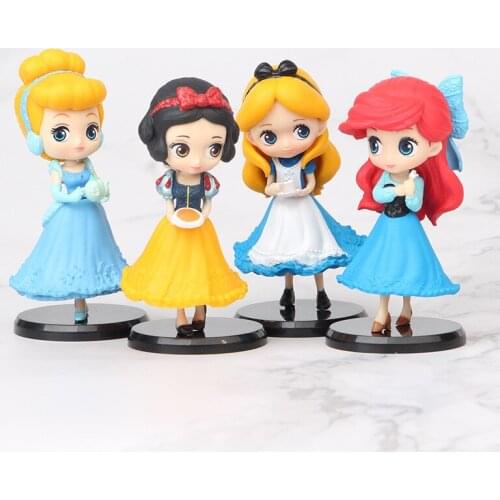 4PCS Disney Cartoon Frozen Mermaid Princess Decoration Cute Girl Gift Cake Decoration Happy Birthday Cake Topper Cupcake Toppers