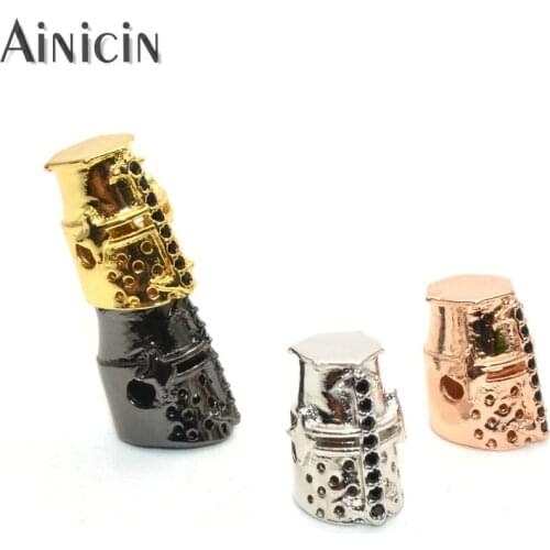 50pcs Robot Head Loose Beads 2mm Diameter Black Rhinestone Crystal Setting Gold Silver Gun Metal Plating DIY Jewelry Findings