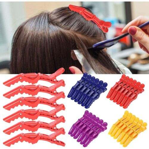 6Pcs Crocodile Hair Clip Anti-slip Single Prong Hairdressing Hair Section Claw Clasps Black