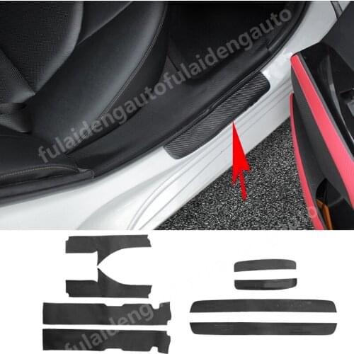 8pcs For Toyota Camry 2018-2021 Carbon fiber leather Door Scuff Plate Door Sill Entry Guard trim Sticker Car accessories