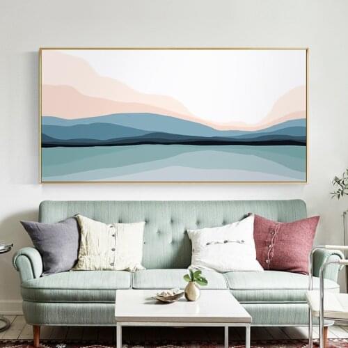 Abstract Geometry Landscape Lake Canvas Poster Modern Mountain Painting Print Wall Art Picture For Living Room Nordic Home Decor