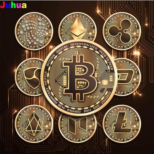 Nordic Bitcoin Wall Art diy Diamond Painting Mosaic needlework 5D Full Square Round diamond Embroidery home decor drop shipping