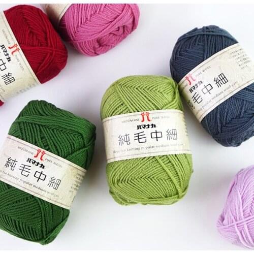 PURE WOOL M Japan HAMANAKA PURE WOOL Medium Solid color line for DIY make hat/scarf 1order=1ball(160meters)