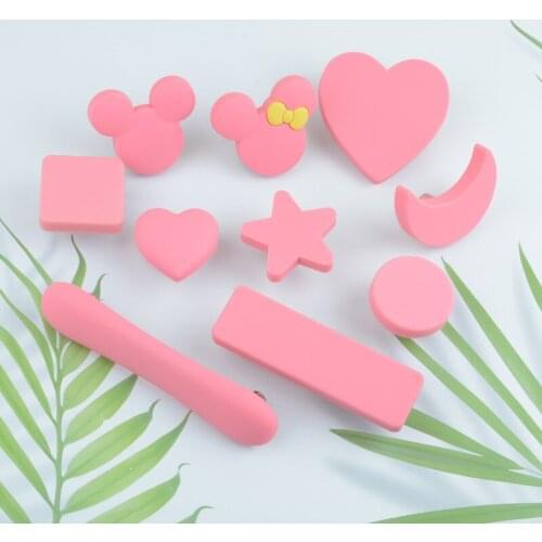 Childrens Cartoon Handle Cabinet Door Handle Pink Drawer Knob Furniture Decoration Handle Accessories knobs for dresser