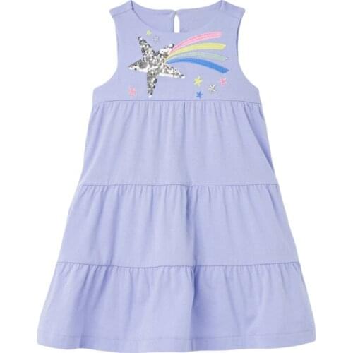 Children 2021 Summer Baby Girl Clothes Star Unicorn Print Sundress Pinafore Sleeveless Casual Cotton Dress for Kids 2-7 Years