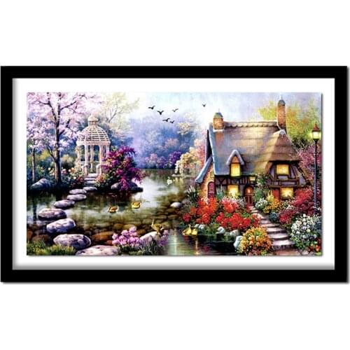 DIY Diamond Landscapes Garden lodge Full Diamond Painting Cross Stitch Kits Diamonds Embroidery Home Decoration ASF151
