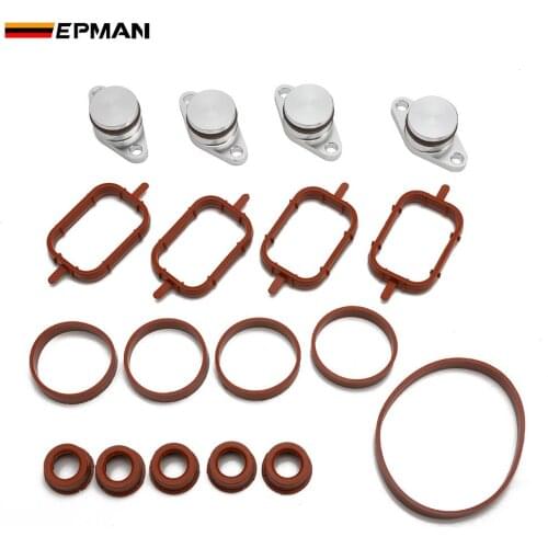 EPMAN 4 x 22mm Aluminium Swirl Flap Bungs W/Gaskets Replacement Set +O-Ring For BMW 3 5 Series Intake Manifold TKYD821A