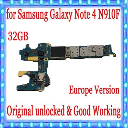 EU Version for Samsung Galaxy Note 4 N910A G910U Motherboard with full chips+Android System,32GB Original unlocked Logic board
