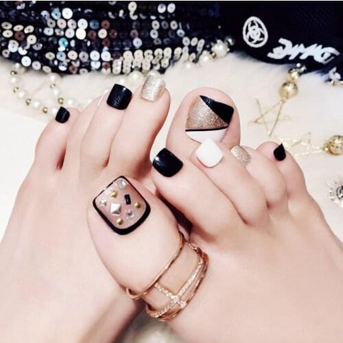 European And American Rivet Nail Product Fake Nail Patch Nail Slice 24Pcs/Set Full Nail Tip Summer Daily Manicure Feet Decor