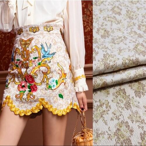 Factory custom polyester jacquard fabric cloth spring autumn tutu skirt wedding dress brocade fashion fabric for dress