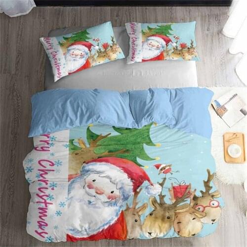 HELENGILI 3D Bedding Set Christmas Print Duvet Cover Set Bedclothes with Pillowcase Bed Set Home Textiles #YC-224