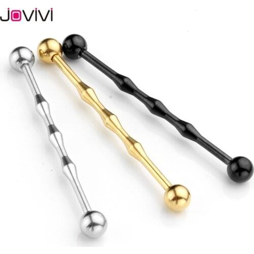 JOVIVI Stainless Steel Long Ear Bone Industrial Barbell Body Piercing Cartilage Stud Earrings Piercing Jewelry 2pcs 14Guage
