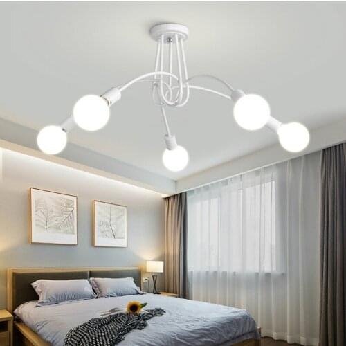 Creative Led Iron Art Ceiling Lamp Morden Branch-shaped Home Decor Room Lights Living Room Kitchen Flush Mount Ceiling Light E27