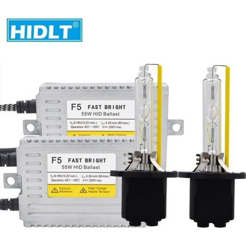 HIDLT 1 Set 55W 5500K Fast Bright Xenon H1 H3 H7 H11 9005 9006 9012 D2H HID Bulb Kit Xenon DLT F5 Fast Start AC 55W Slim Ballast