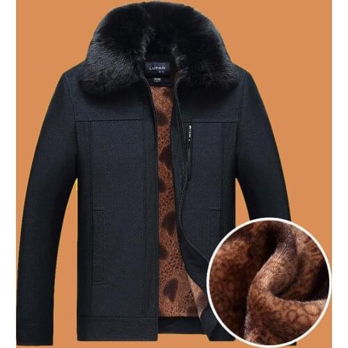 Winter Jacket Men Fashion Middle-aged Men Warm Fur Collar Cotton Padded Coats Casual Outwear Parkas Jackets Mens Clothing Y211