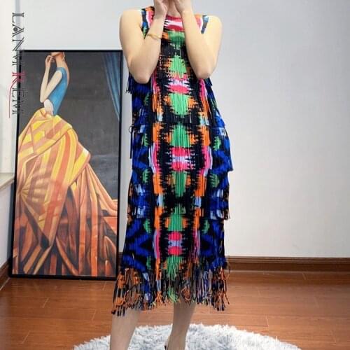 LANMREM New Women Dress Sleeveless Thin Covered Belly Pleated Temperament Loose Fit Fashion Tide Summer 2021 2P1140