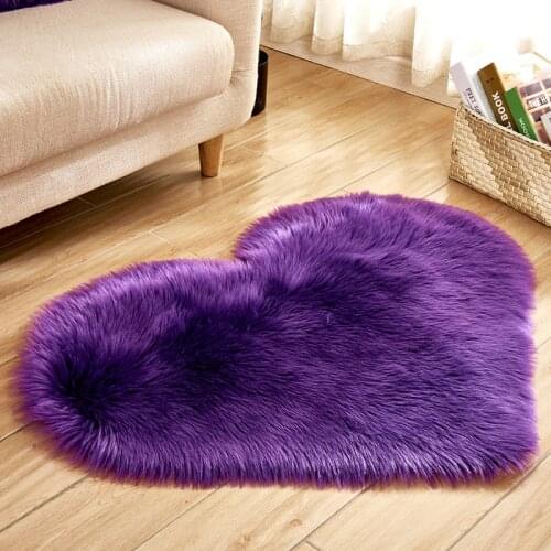 Cute heart imitation wool carpet wedding cushion sofa shaggy rug plush livingroom table bedroom faux wool rug lover tapete