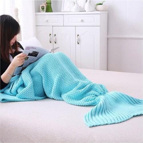 Soft Knitted Fish Tail Blanket Crochet Handmade Sleeping Bag for Kids Adult Best Birthday Christmas Gift