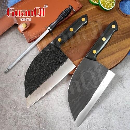 Full Tang Chef Knife Handmade Forged Steel Butcher Knife Chopping Utility Cleaver Knife Bone Cutter Slicing Knife Cooking Tools