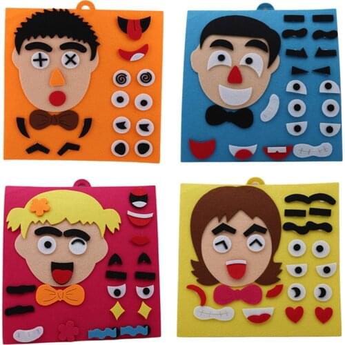 Children Recognition Training Educational Toys DIY Assembling Puzzles Jigsaw One Set 3D Parents and Kids Five Sense Organs