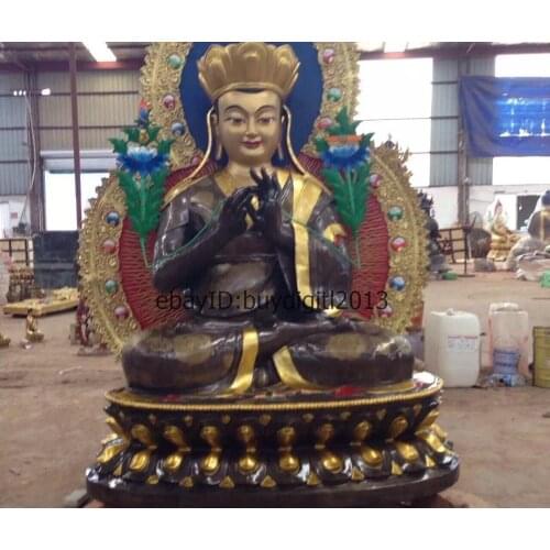 Huge China Tibet Buddhism Temple Bronze Gilt Xuanzang Lama Buddha Statue
