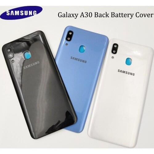 Original SAMSUNG Galaxy A30 Plastic Back Battery Cover Rear Door Housing Case Replacement For Galaxy A 30 A305F With Camera Lens