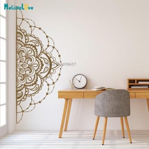 Half Mandala Flower Decor Yoga Studio Decal Ornament Bedriim Meditation Home Wall Stickers Vinyl Wallpaper BA738