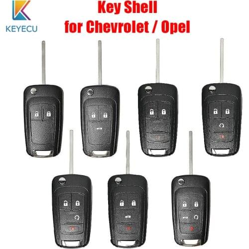 KEYECU Flip Remote Car Key Shell Case Cover 2 / 3 / 4 / 5 Buttons for Chevrolet for Opel with HU100 Blade - No Logo