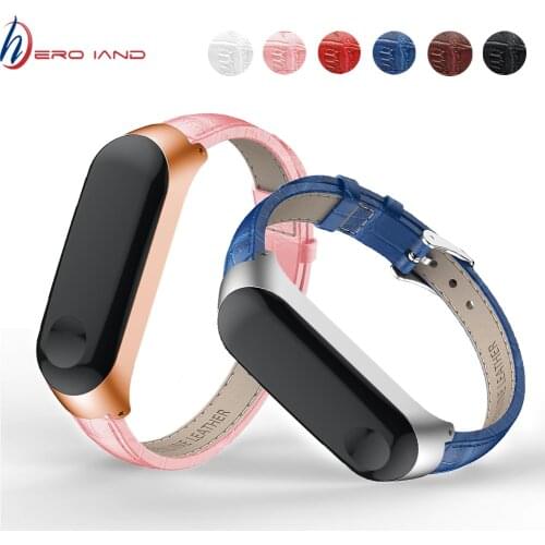 Silver Rose Gold Case Smart Watch band for Xiaomi Mi Band 3 Crocodile Leather strap For xiaomi mi band 3 bracelet Miband 3 Strap