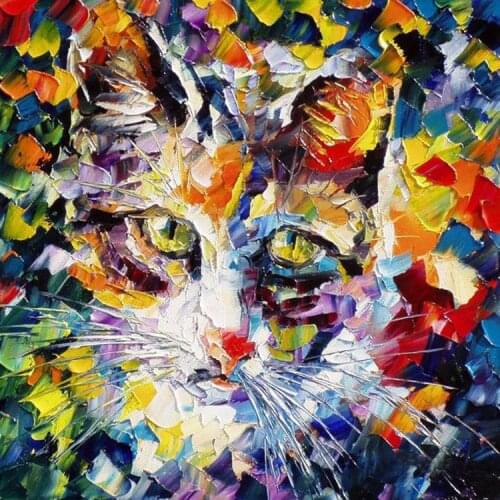 Excellent Quality Handpainted Abstract Wall Artwork Beautiful Animal Cat Paintings For Wall Art Decor On Canvas Artwork