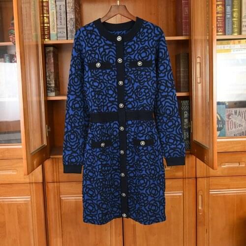 Chic Womens elegant Knitted dress High quality 56%Wool slim dress C696